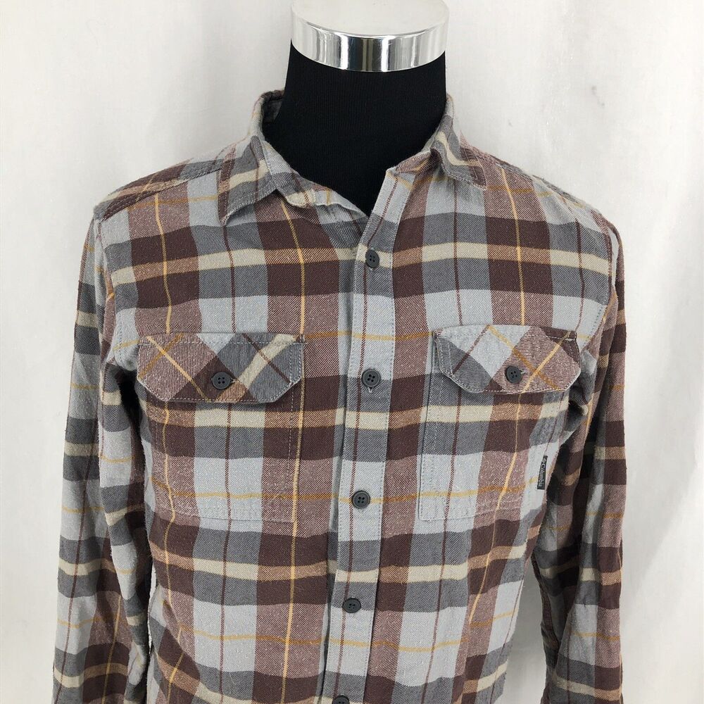 COLUMBIA Sportswear Flare Gun Flannel III Blue Brown Plaid Shirt AM8194 Small